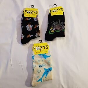 Foozys women's 3 pair bundle of fun socks or fit big girls